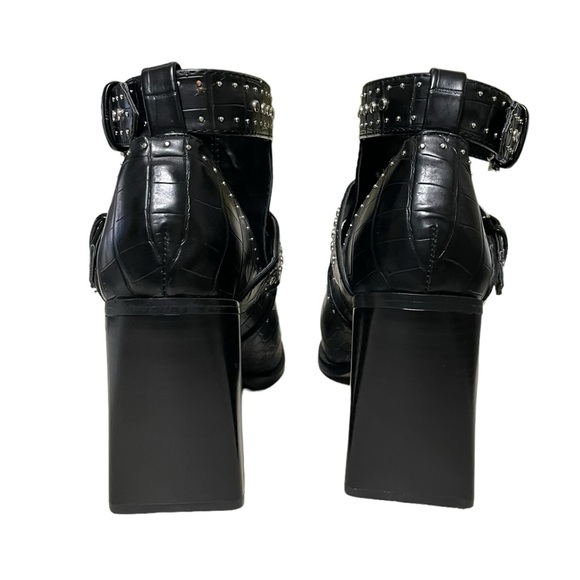 Zara Studded Animal Print Cut-out Ankle Boots Black Size 39 (8 US) - Picture 4 of 7